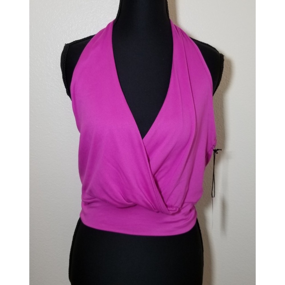 Nice On Womens M Purple Halter Crop Top Festival Club Biker City Cottage NWT